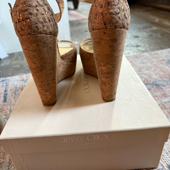 Jimmy Choo pela cork wedge sandal snake print - Picture 4 of 9